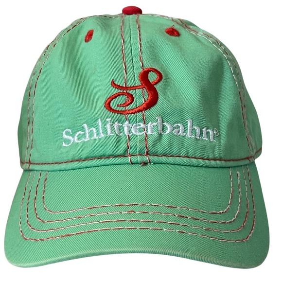 "Schlitterbahn" Adjustable Green and Red Baseball Cap - Picture 1 of 14